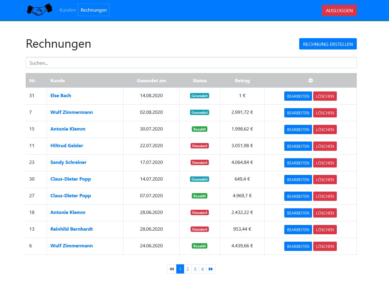Customers list