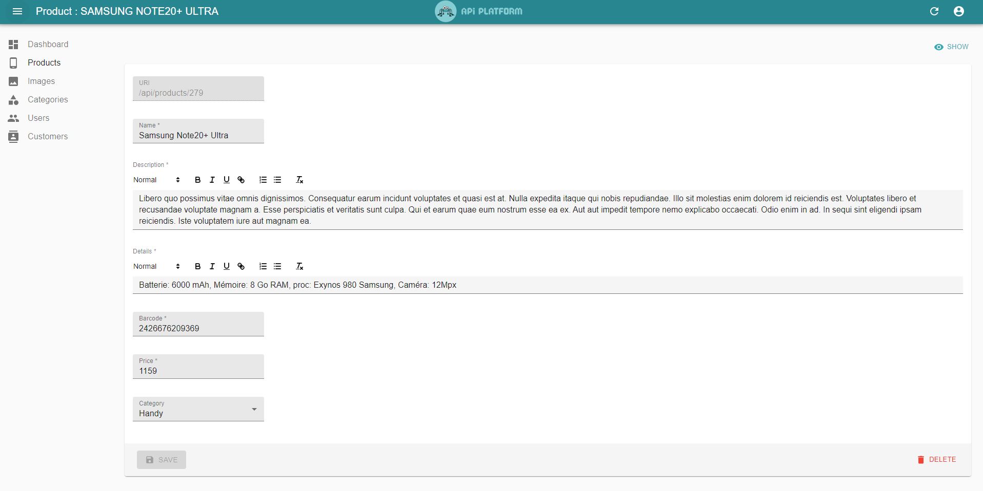 UI Customer show